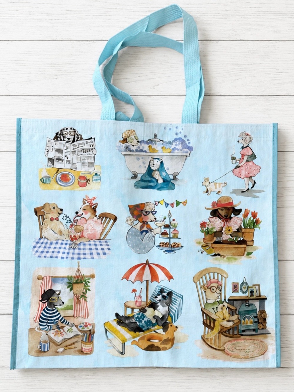 Dog print reusable tote bag